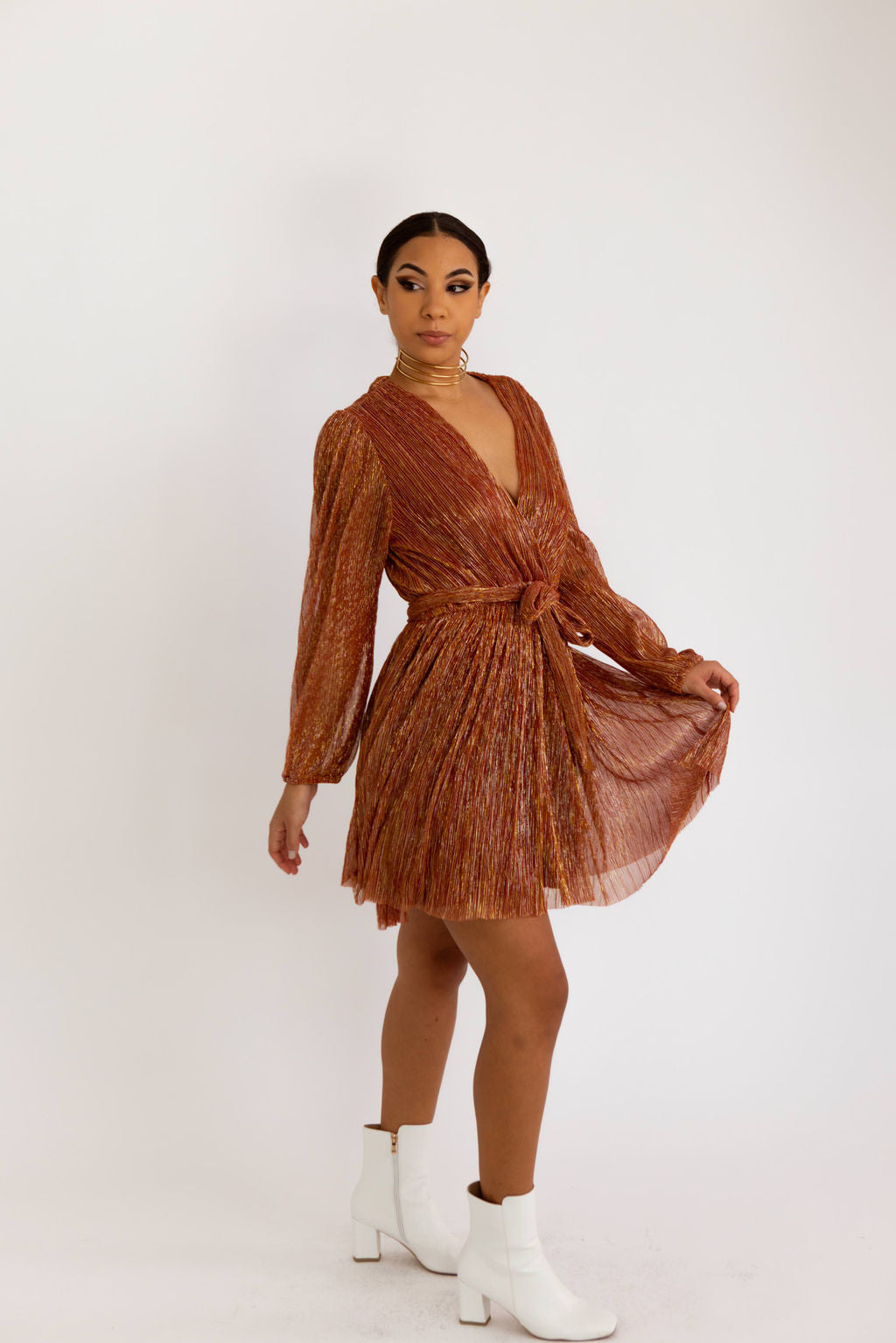 Apple Cider Shimmer Mini Dress Small Apple Cider Shimmer Mini Dress Small