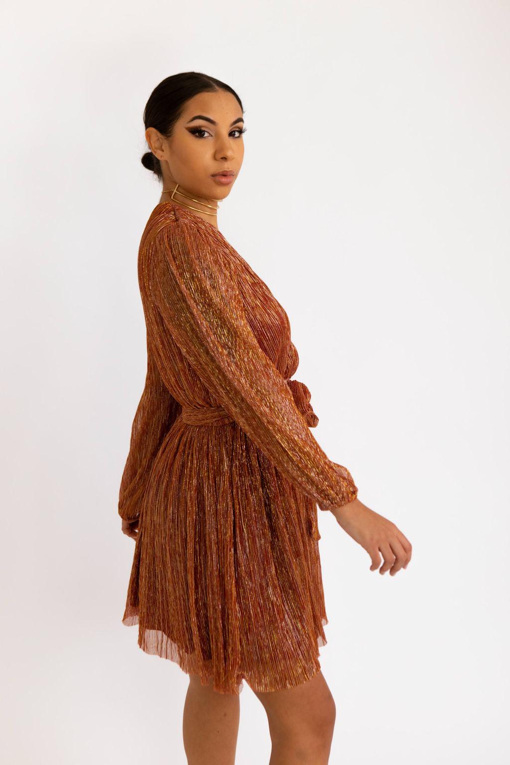 Apple Cider Shimmer Mini Dress