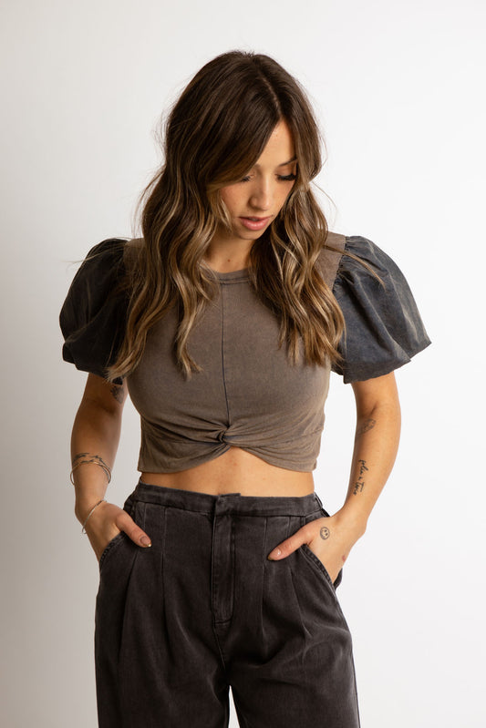 Dallas Puff Sleeve Crop Top