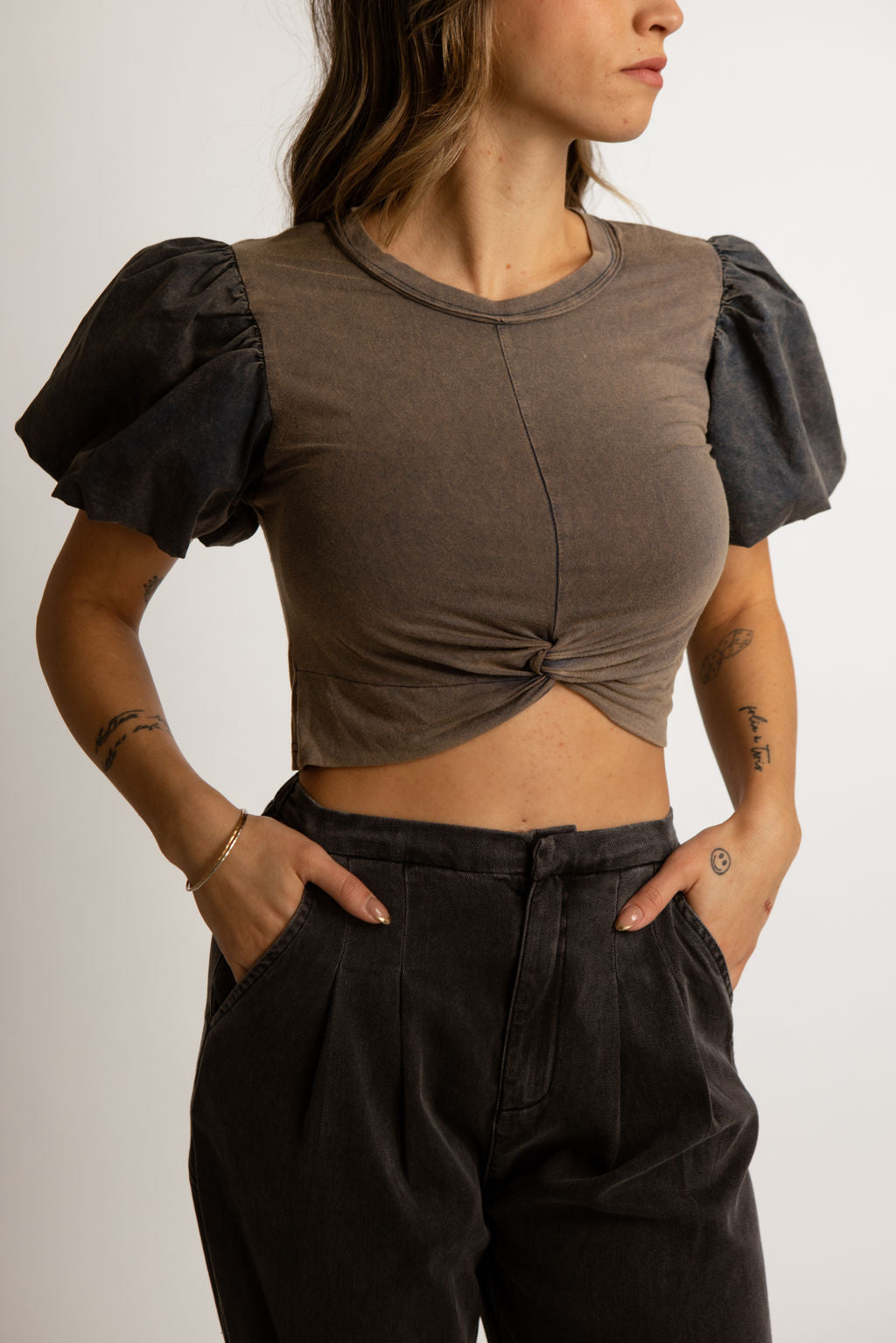 Dallas Puff Sleeve Crop Top