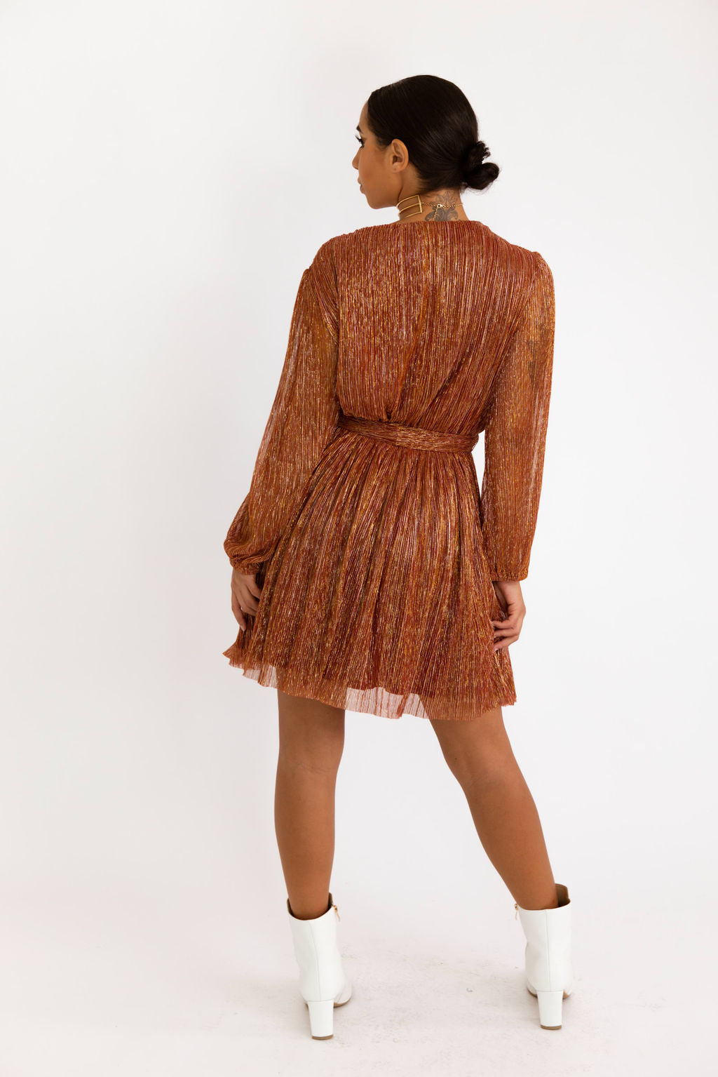 Apple Cider Shimmer Mini Dress