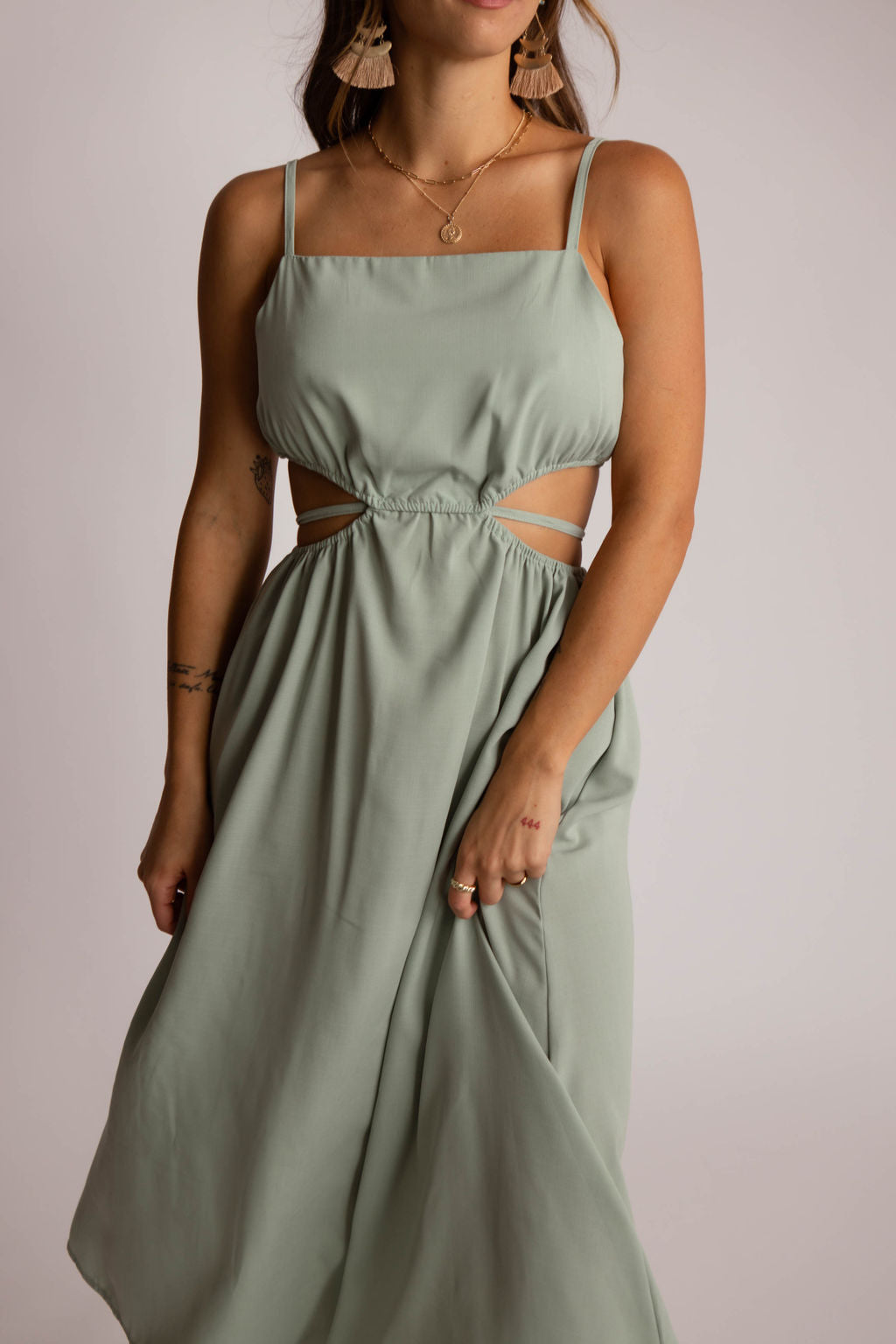 Hollow Out Midi Dress