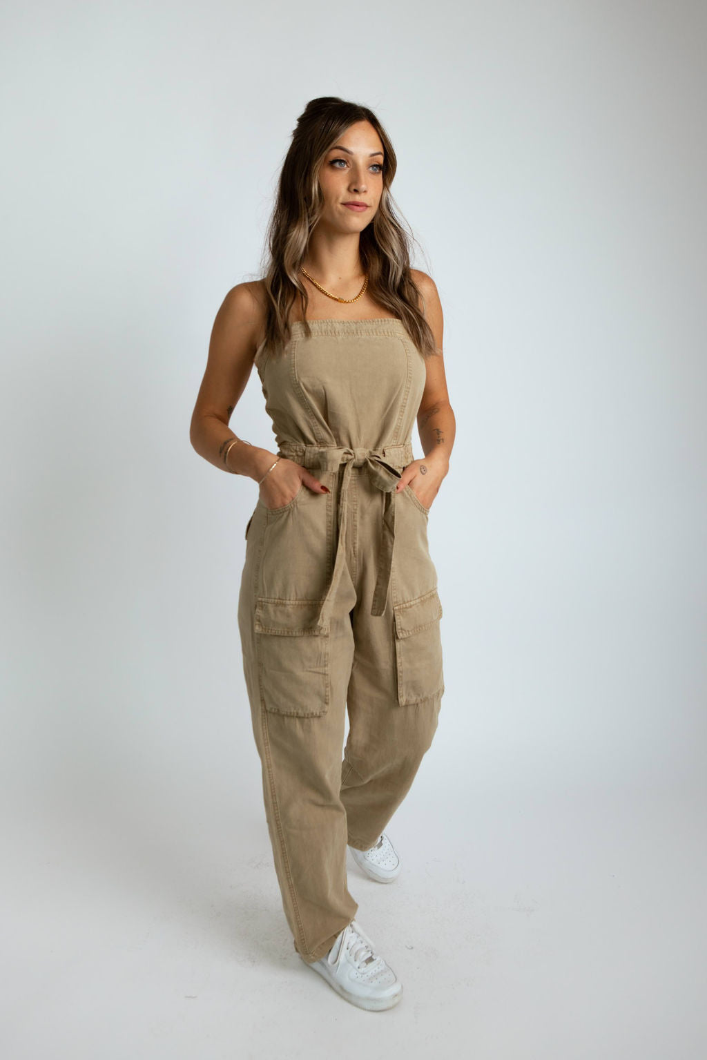 Olive Cargo Jumpsuit