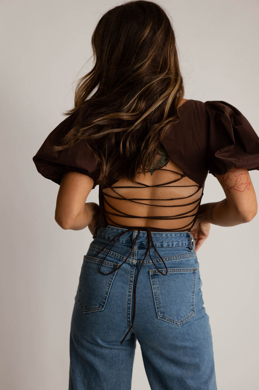 Coco Puff Sleeve Tie Crop