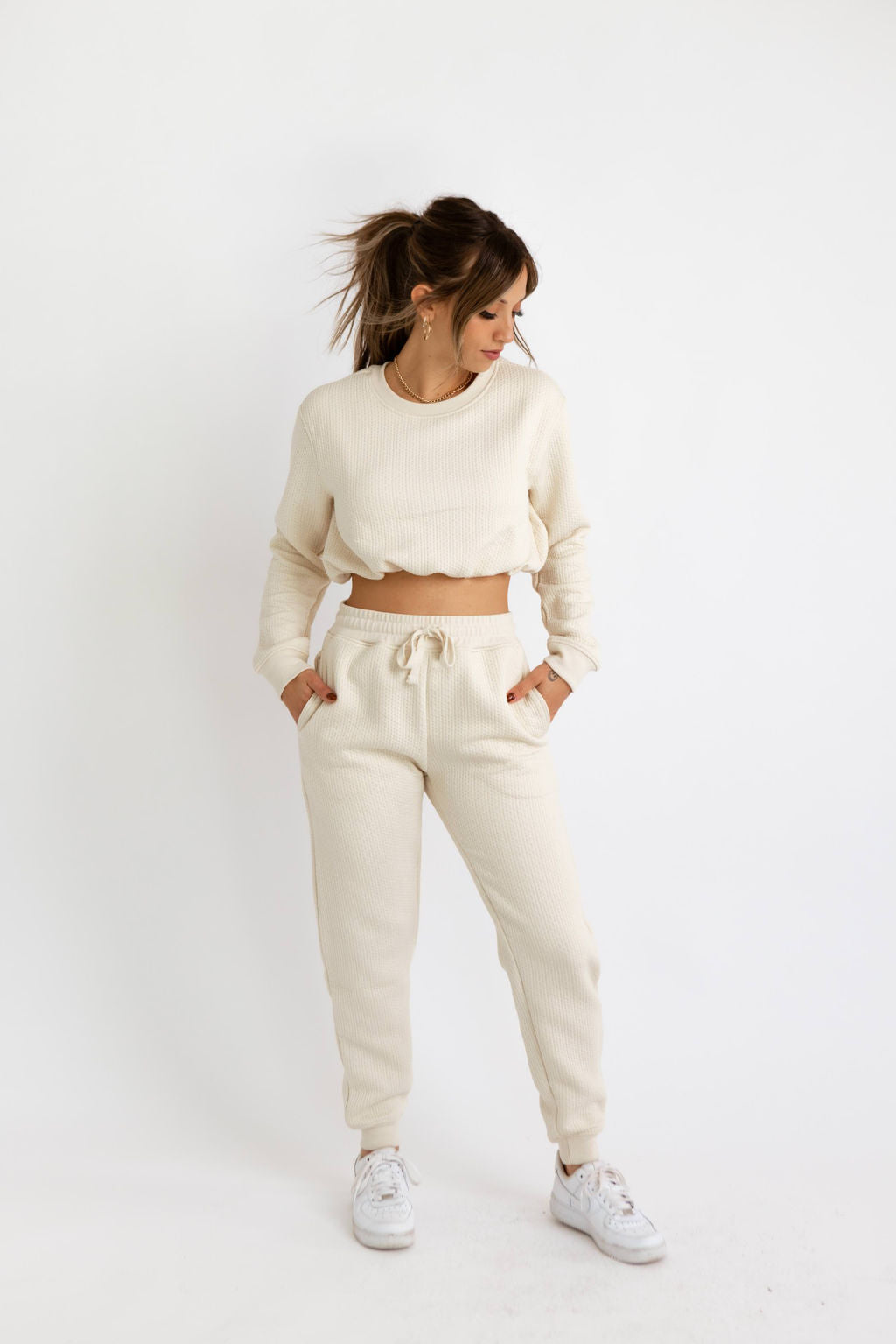 Dont Sweat It Cropped Bubble Pullover