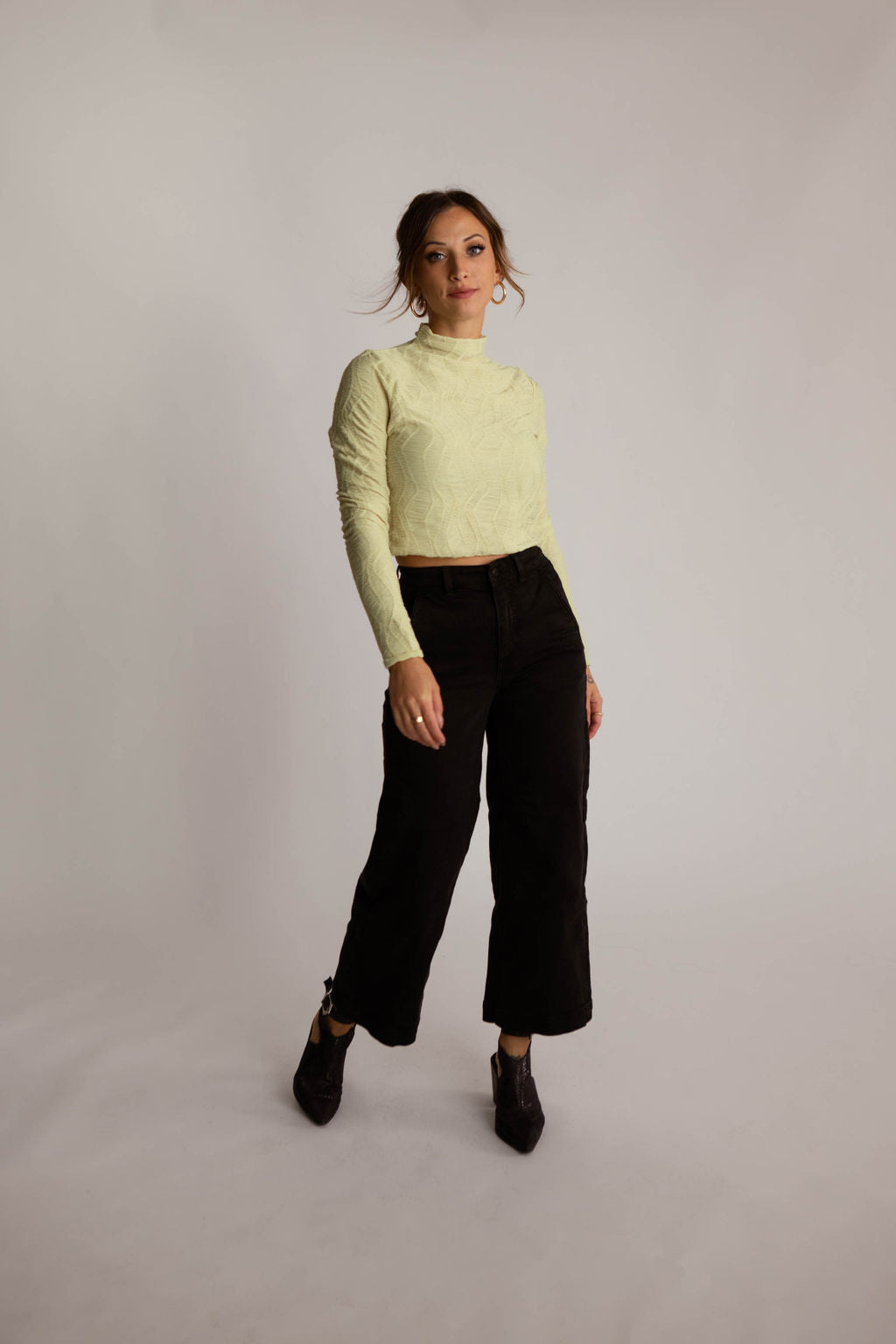 Zig Zag Long Sleeve Crop Top