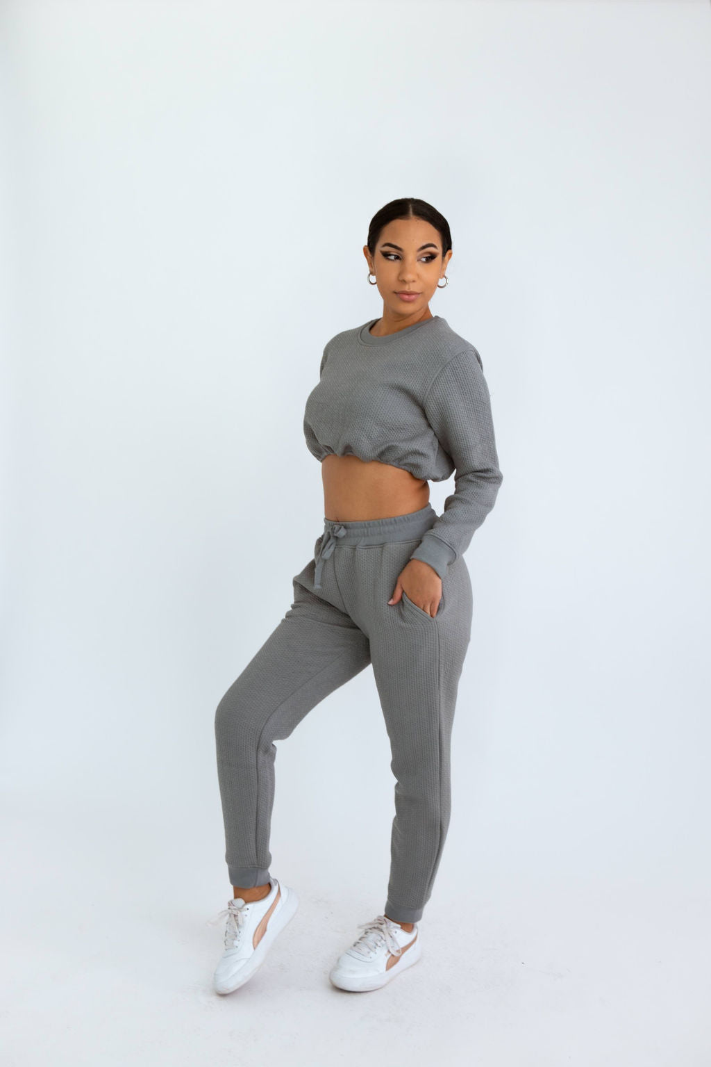 Dont Sweat It Cropped Bubble Pullover