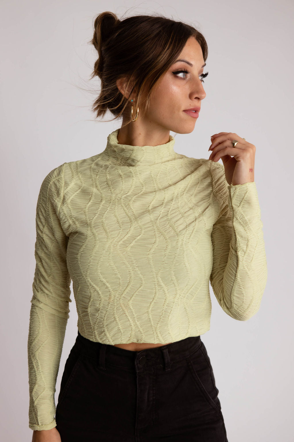 Zig Zag Long Sleeve Crop Top