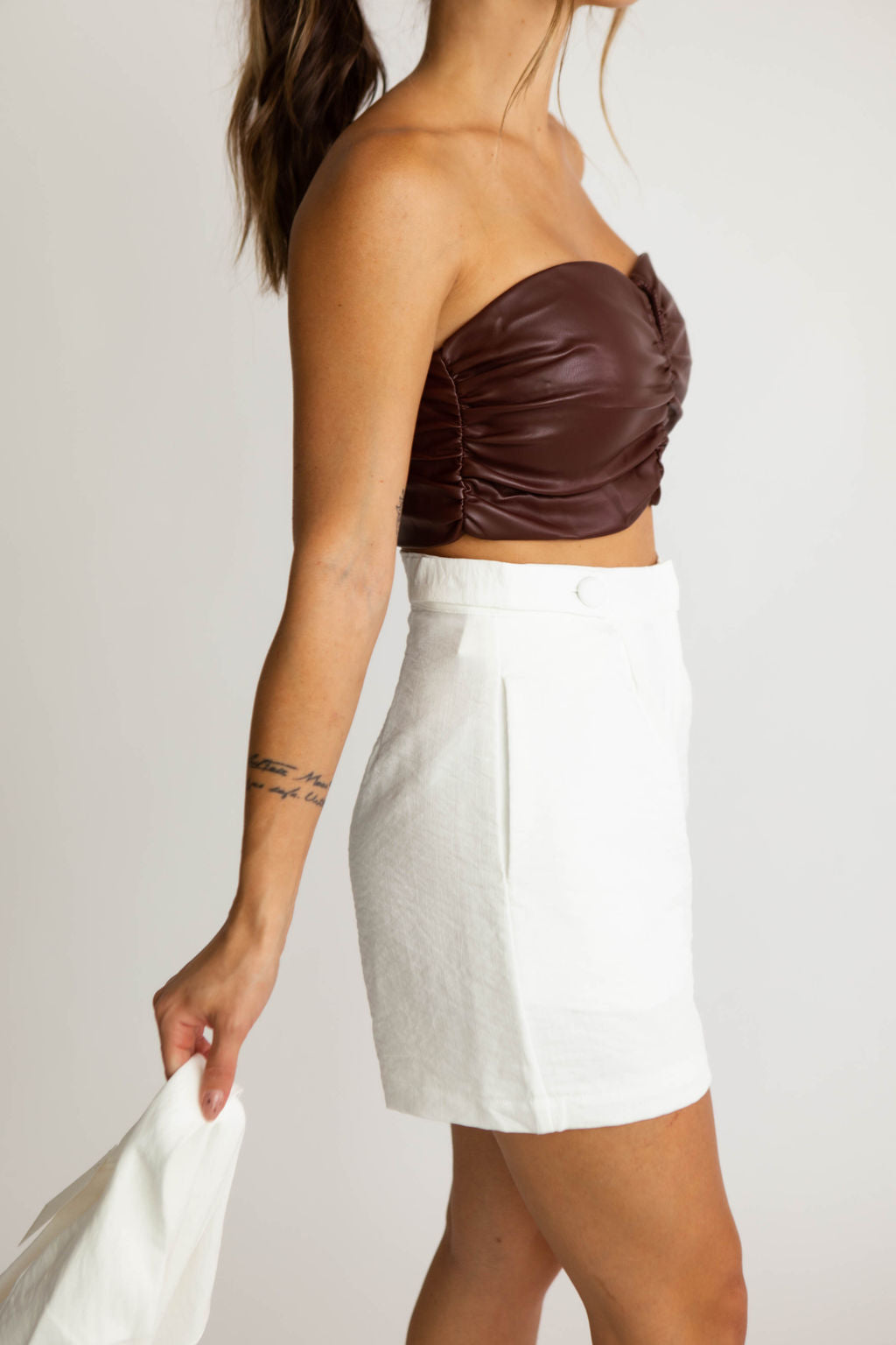 Brambleberry Brown Leather Crop Top